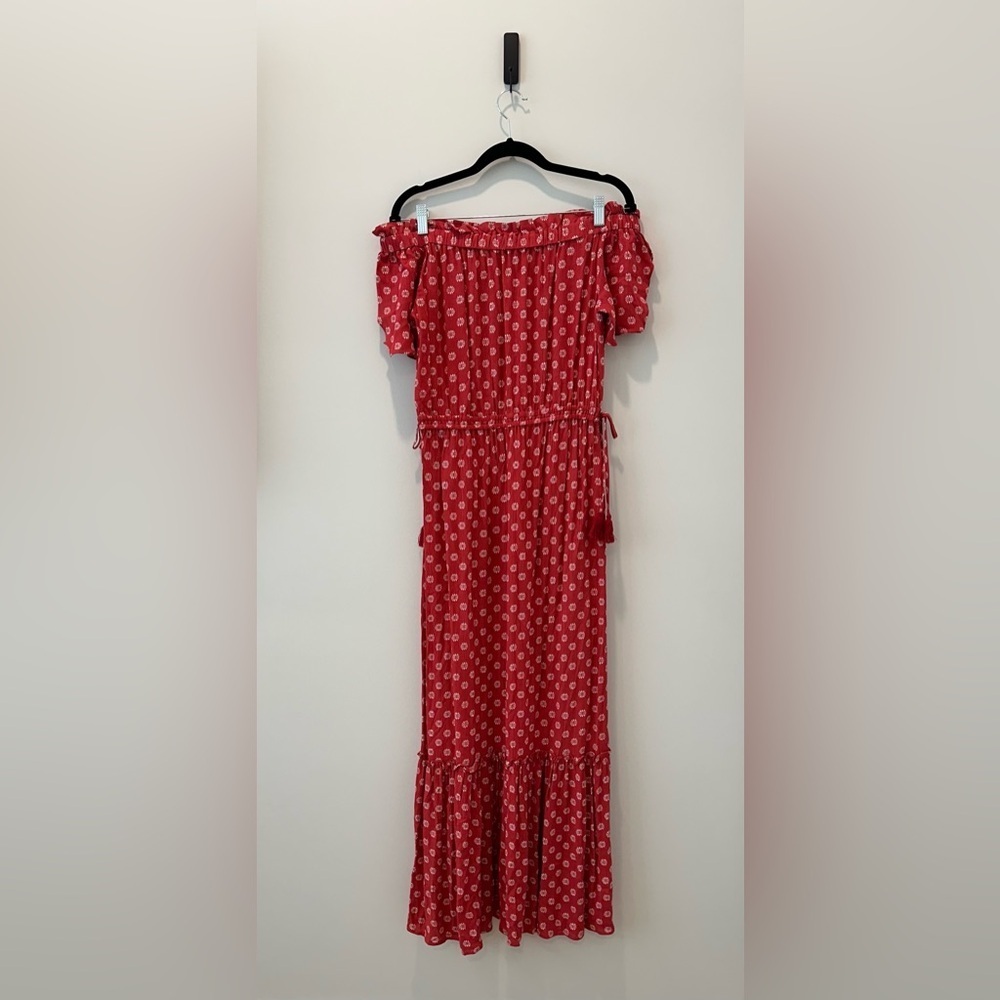 Women’s Printed Off The Shoulder Maxi Dress Boho Prairie Peasant Summer Sundress - Picture 3 of 11